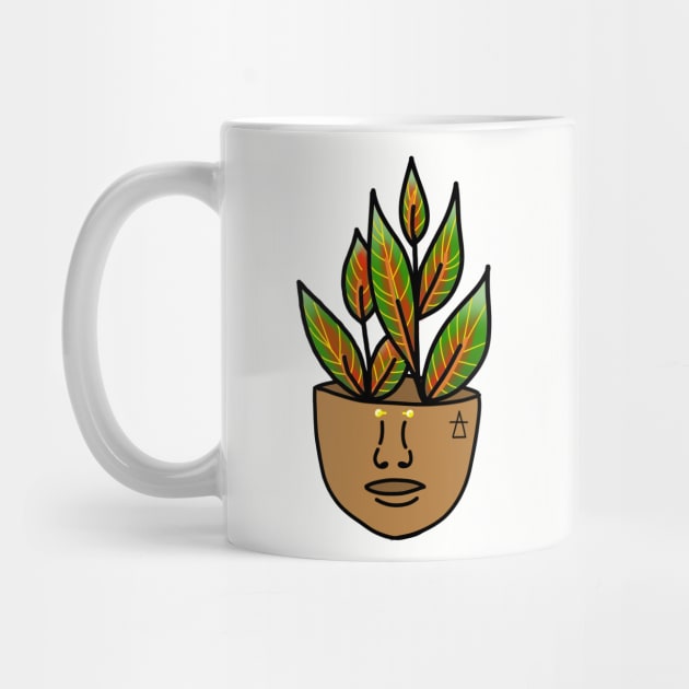 Tropical House Plant Person with Face Tattoo and Piercing by Tenpmcreations